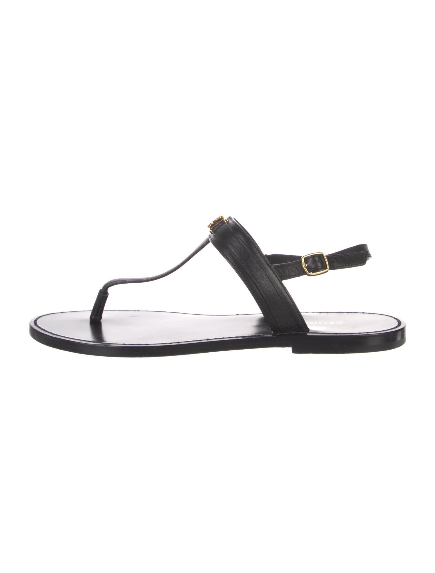 Celine Leather T-Strap Sandals
