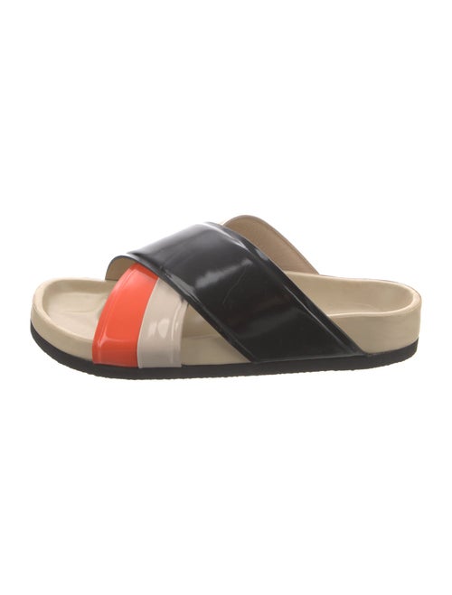 Celine Patent Leather Colorblock Pattern Slides