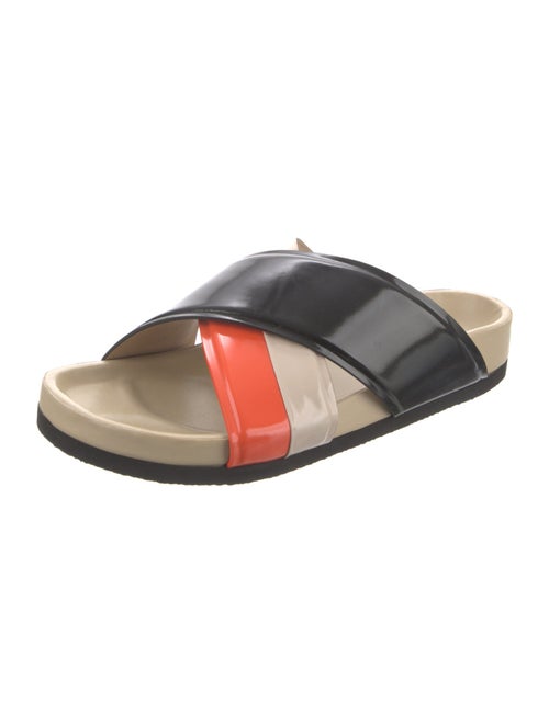 Celine Patent Leather Colorblock Pattern Slides