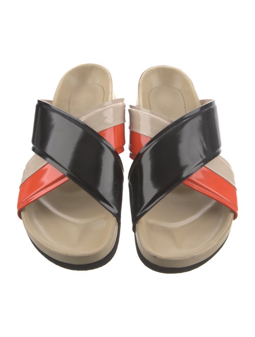 Celine Patent Leather Colorblock Pattern Slides