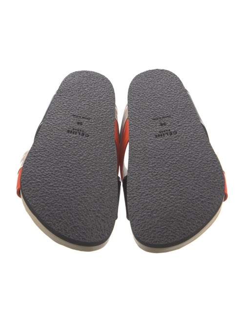 Celine Patent Leather Colorblock Pattern Slides