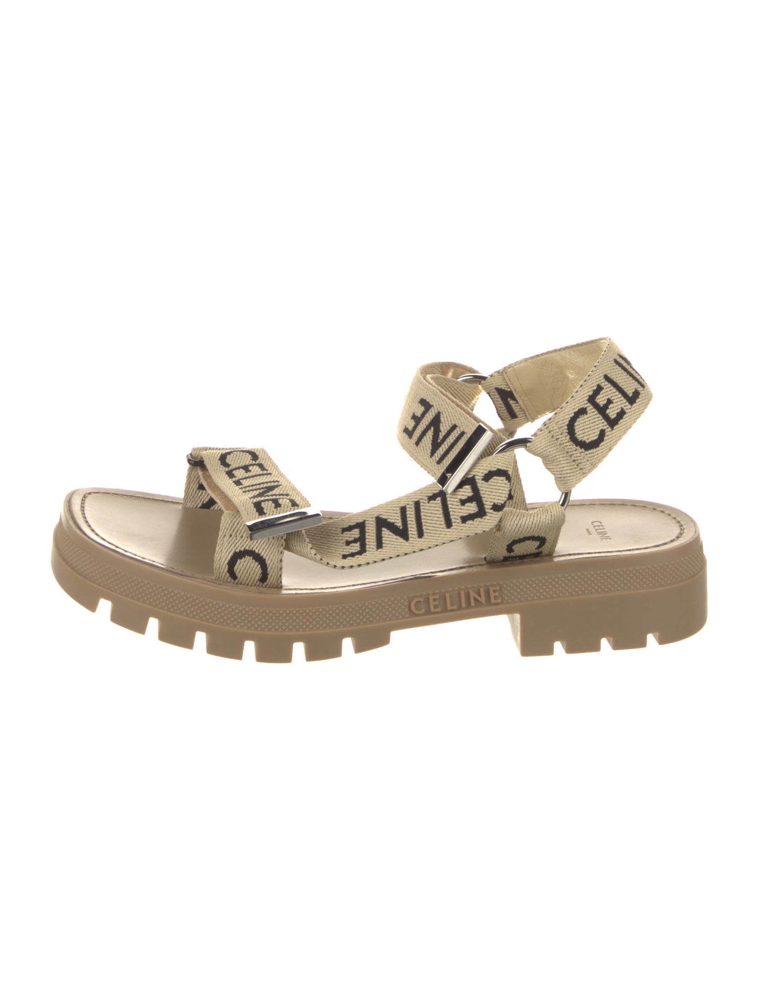 Celine Canvas Graphic Print Sandals w/ Tags