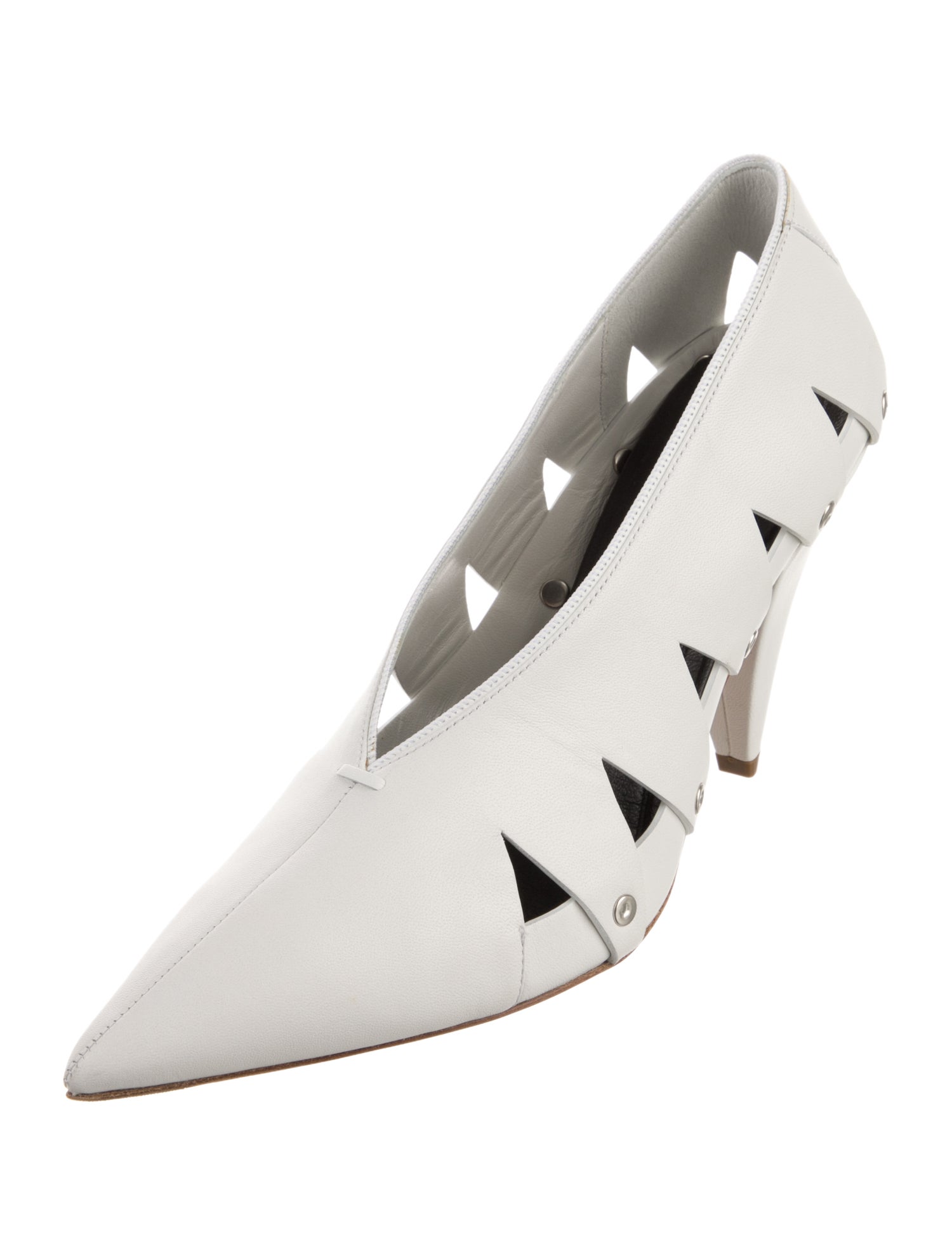 Celine Leather Cutout Accent Pumps w/ Tags