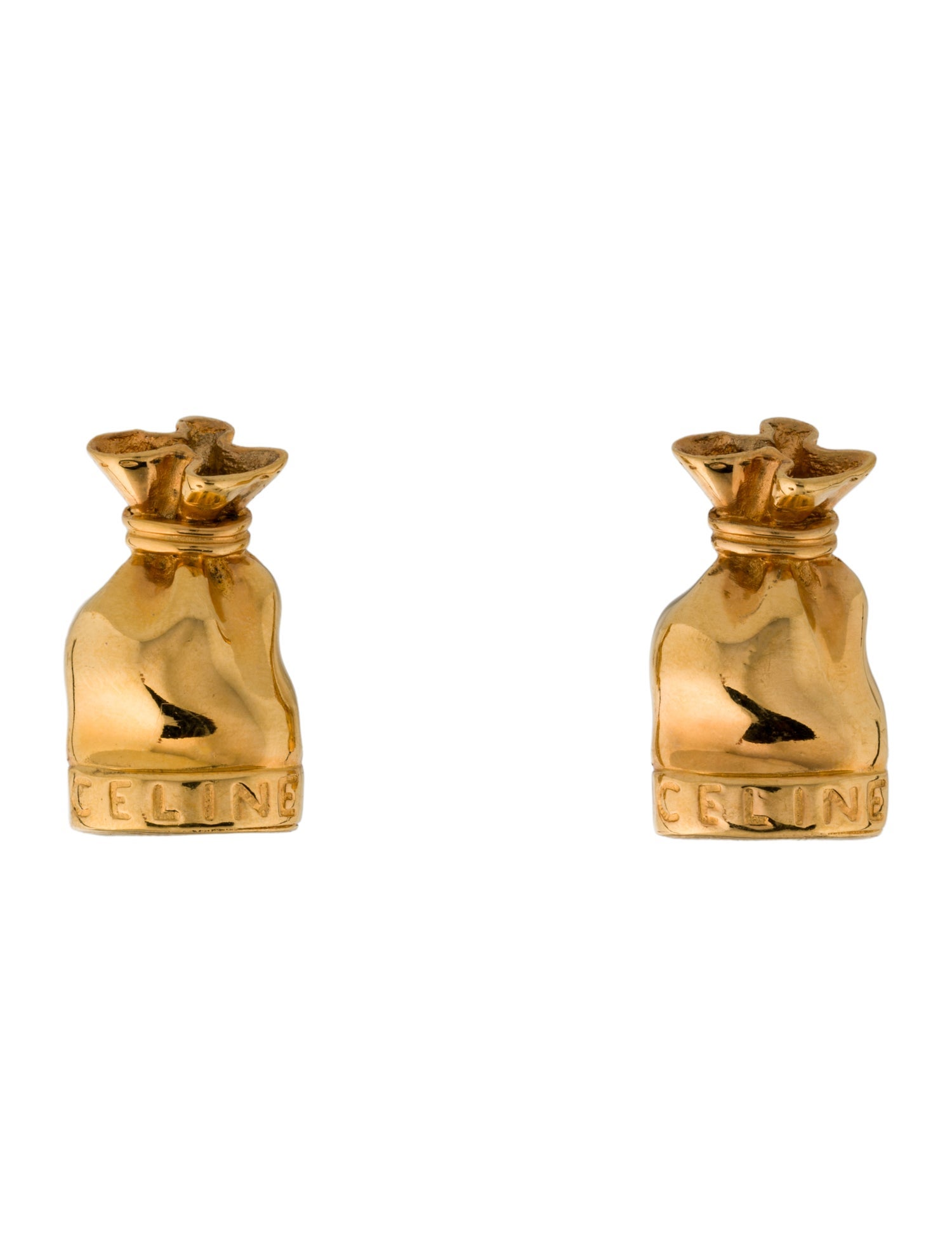 Celine Vintage Money Bag Clip-On Earrings