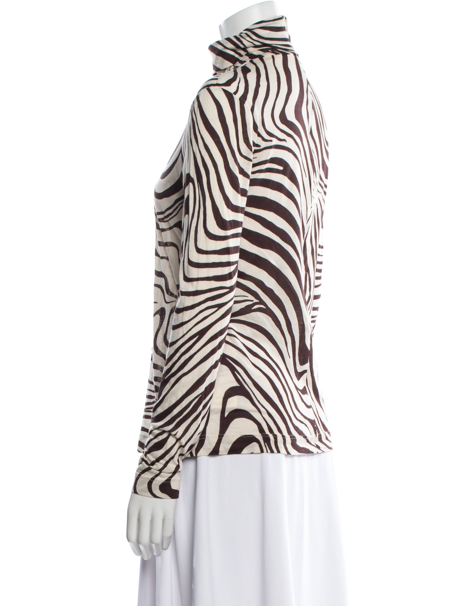 Celine Mock Neck Zebra Print Animal Print Top w/ Tags