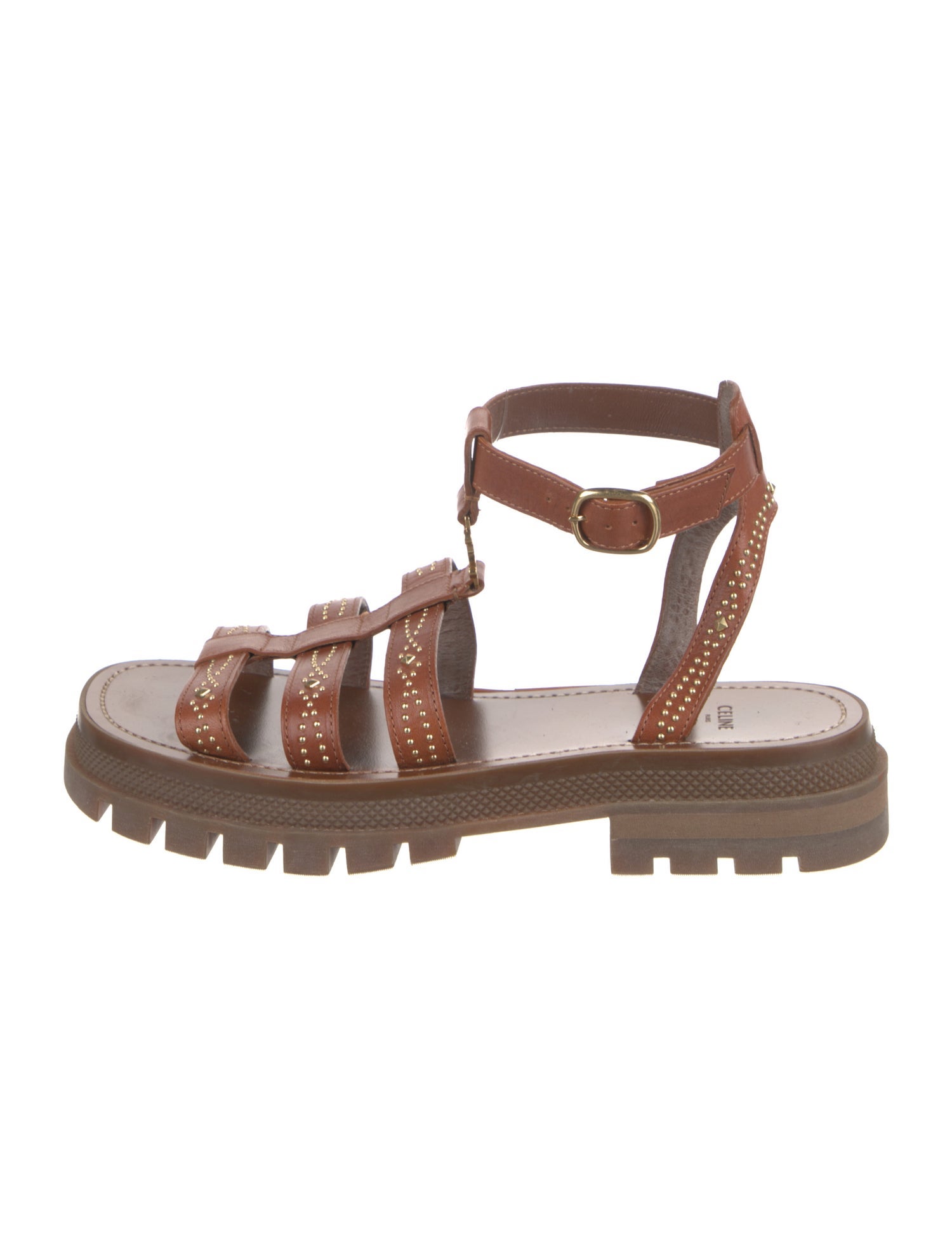 Celine Leather Studded Accents Gladiator Sandals