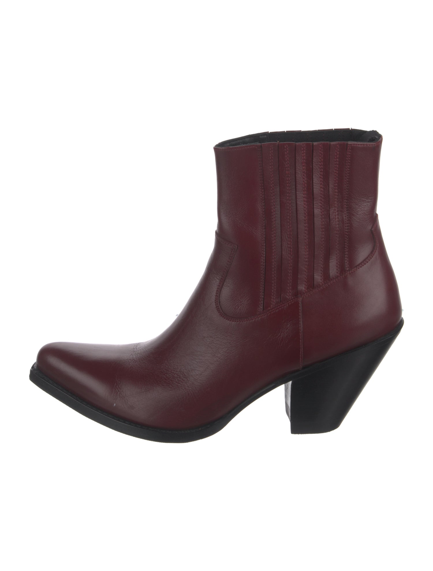 Celine Leather Colorblock Pattern Western Boots