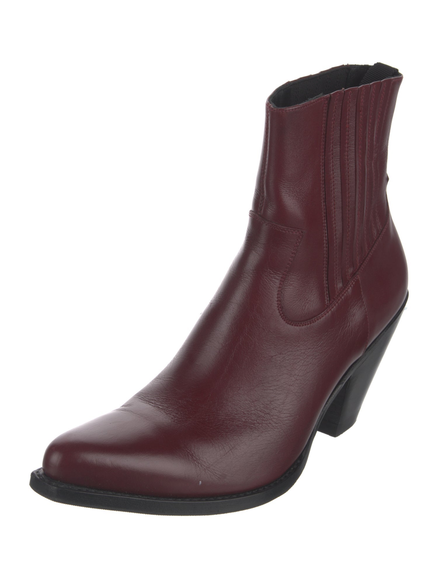 Celine Leather Colorblock Pattern Western Boots