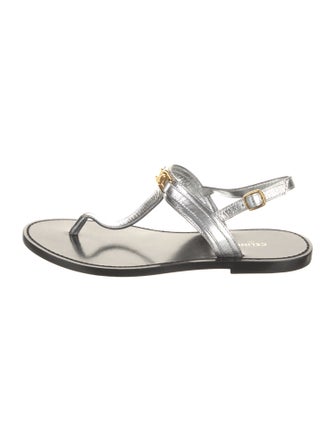 Celine Triomphe Leather T-Strap Sandals