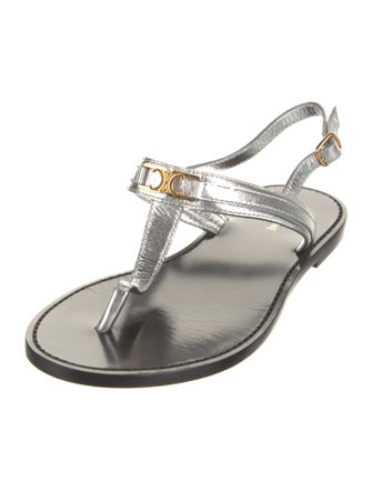 Celine Triomphe Leather T-Strap Sandals