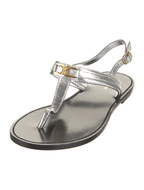 Celine Triomphe Leather T-Strap Sandals