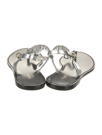 Celine Triomphe Leather T-Strap Sandals