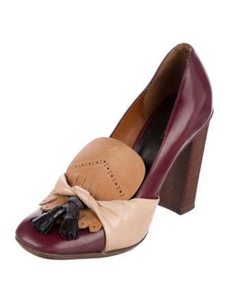 Celine Leather Colorblock Pattern Pumps