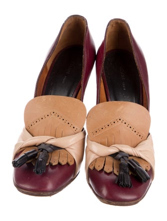 Celine Leather Colorblock Pattern Pumps