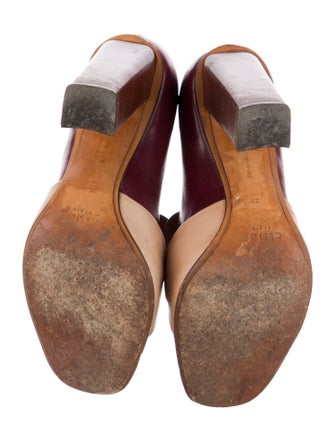 Celine Leather Colorblock Pattern Pumps