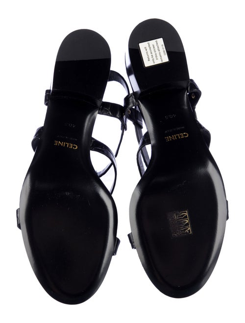 Celine Leather Printed T-Strap Sandals
