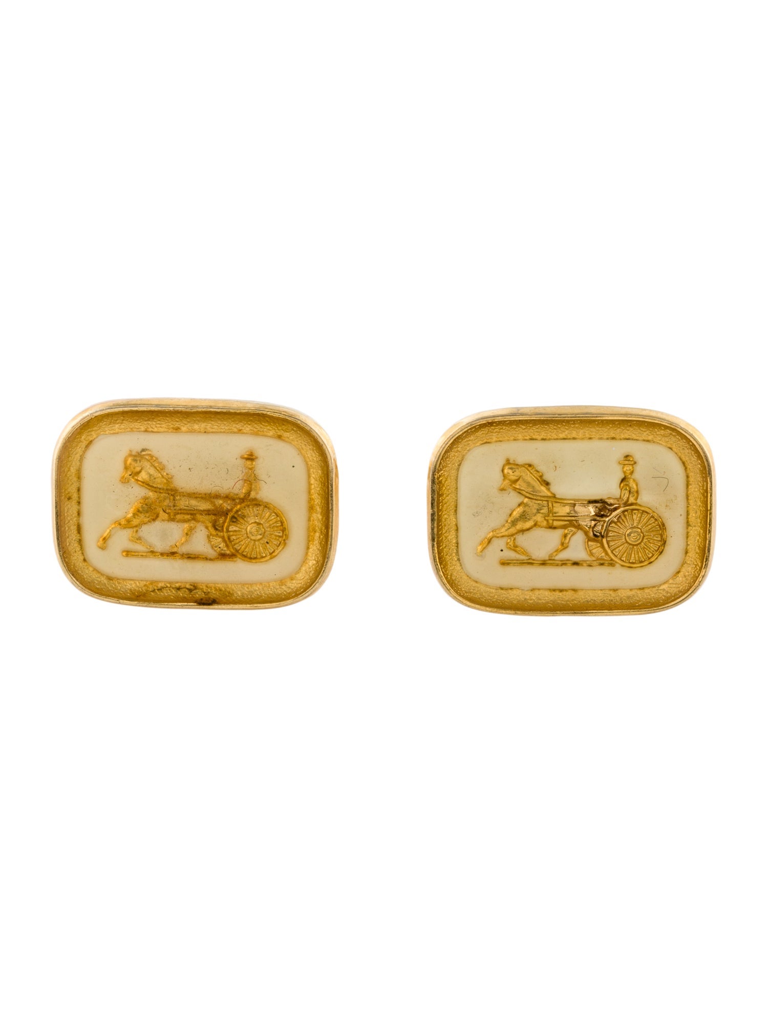 Celine Vintage Enamel Carriage Cufflinks