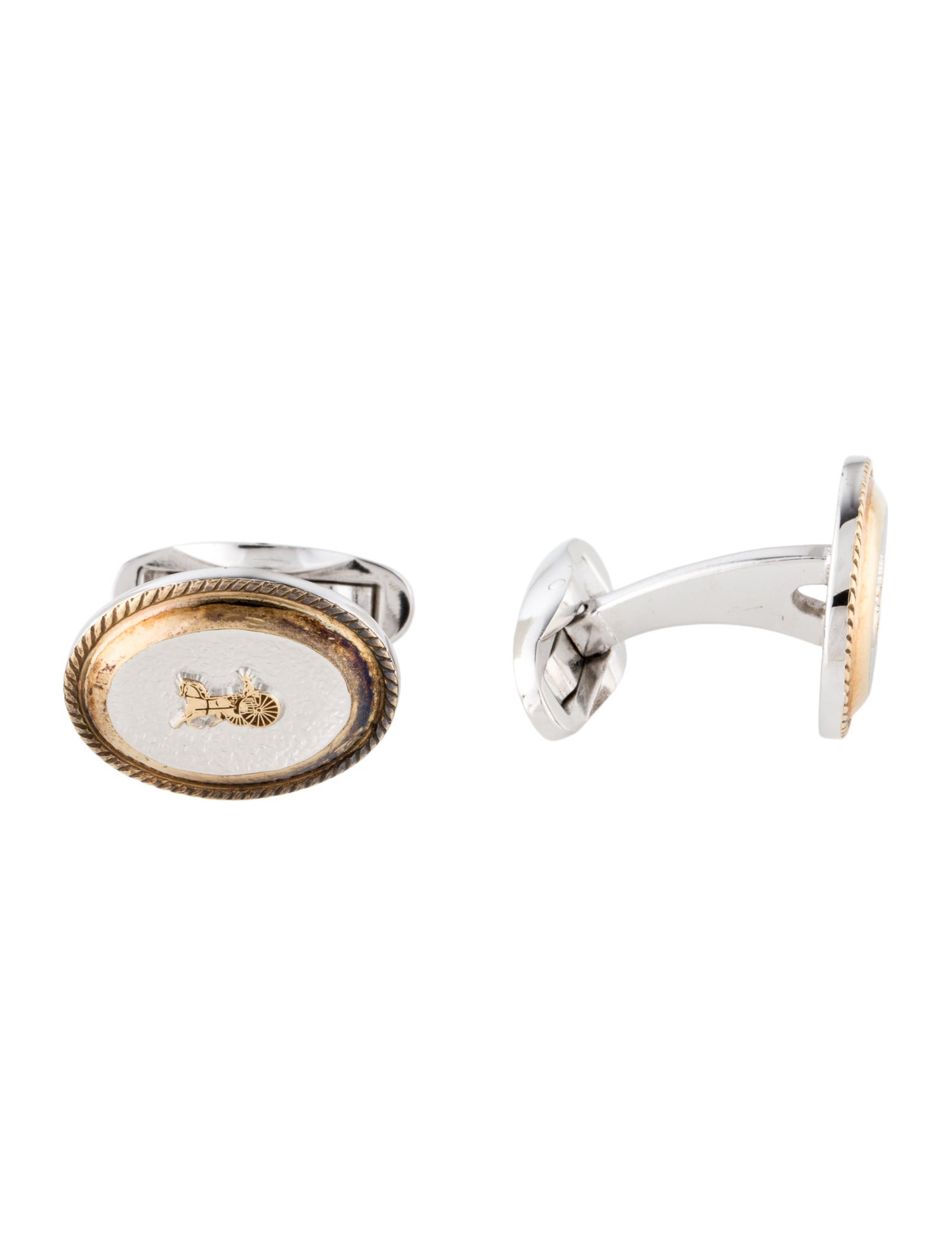 Celine Vintage Enamel Carriage Cufflink