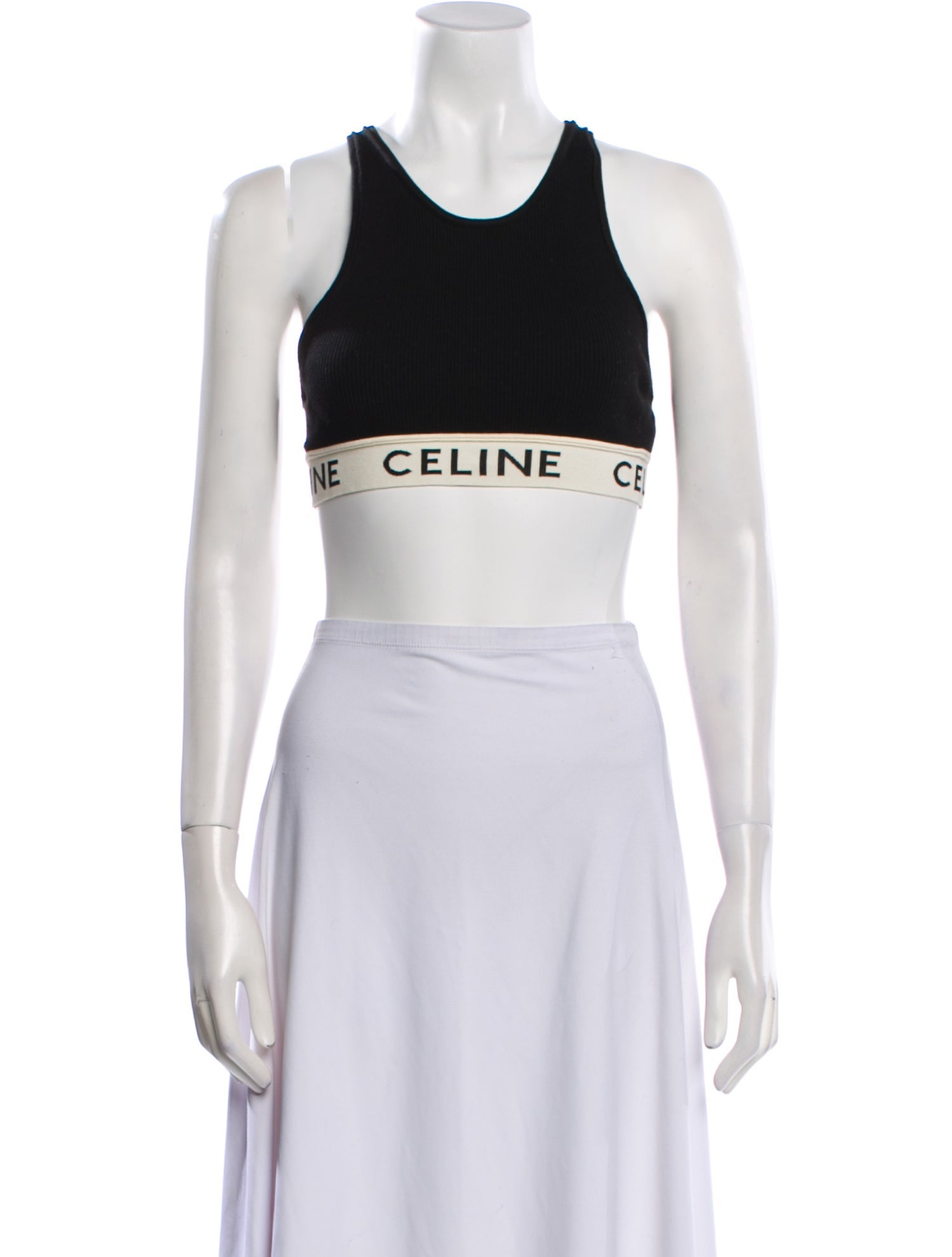 Celine Athletic Knit Bra Graphic Print Crop Top