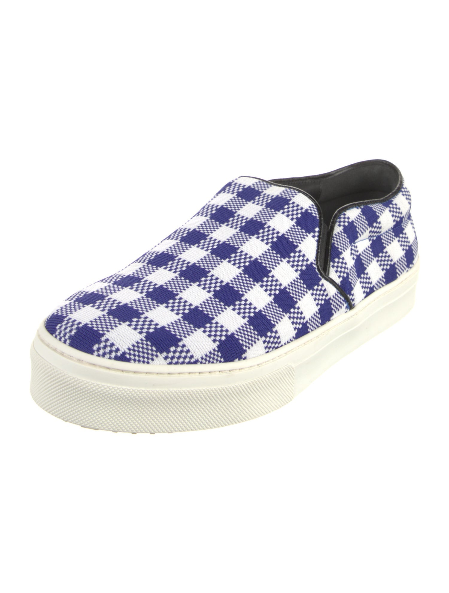 Celine Plaid Print Leather Trim Embellishment Sneakers