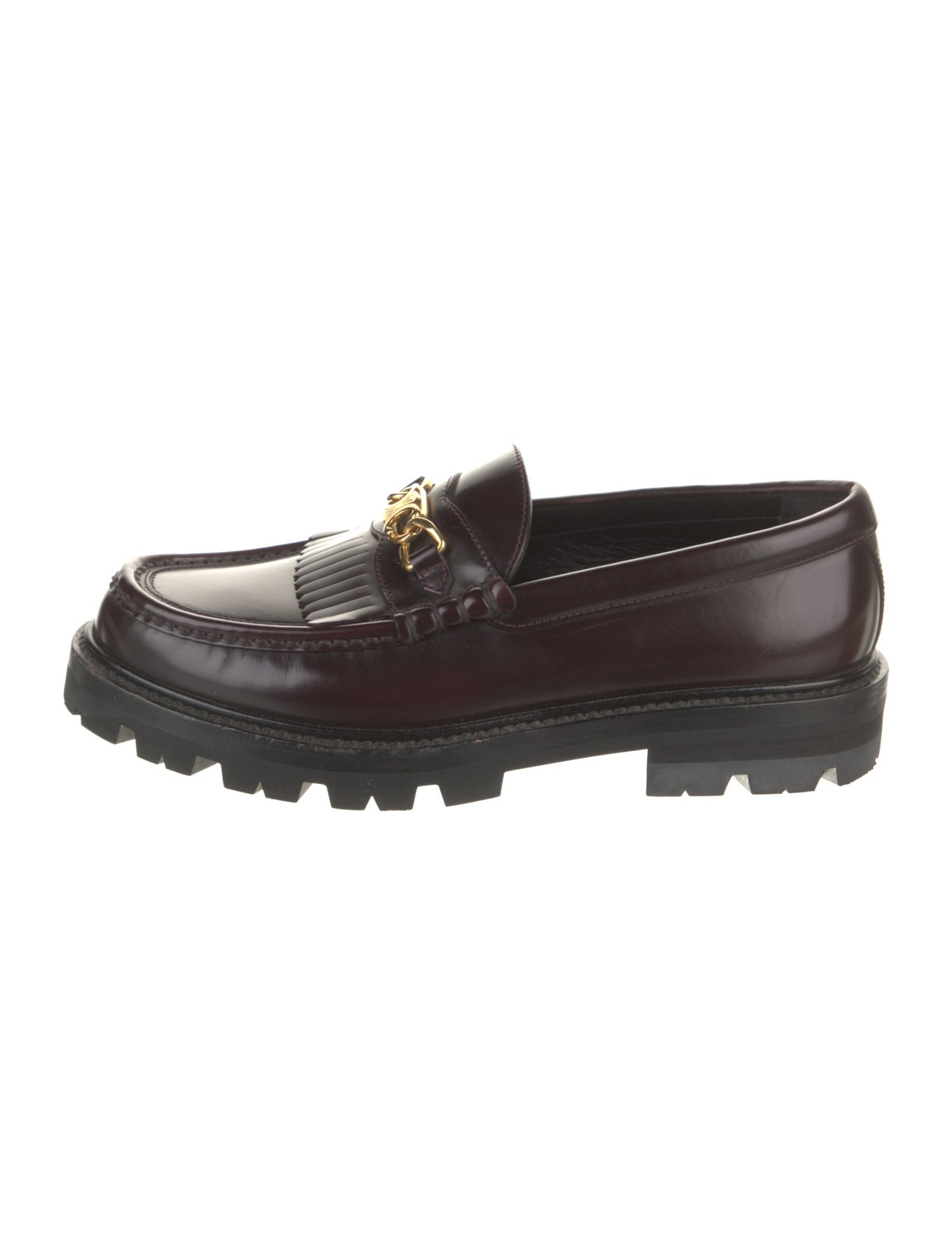 Celine Leather Fringe Trim Accent Loafers