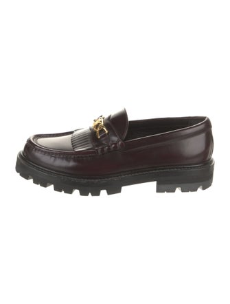 Celine Leather Fringe Trim Accent Loafers
