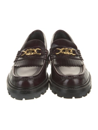 Celine Leather Fringe Trim Accent Loafers