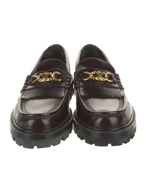 Celine Leather Fringe Trim Accent Loafers