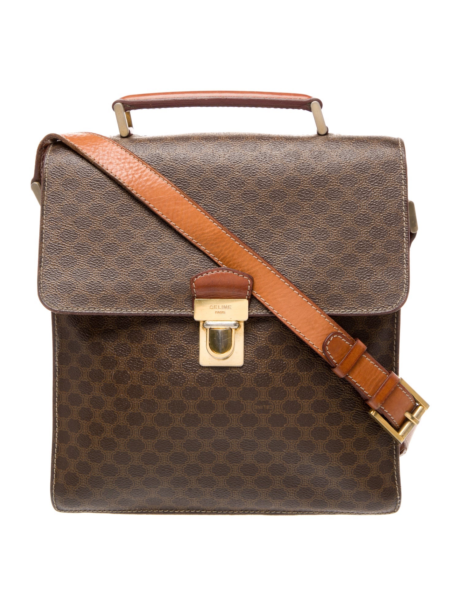 Celine Leather Vintage Messenger Crossbody Bag Vintage