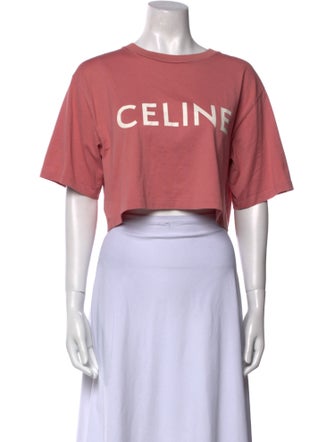 Celine Graphic Print Crew Neck Crop Top