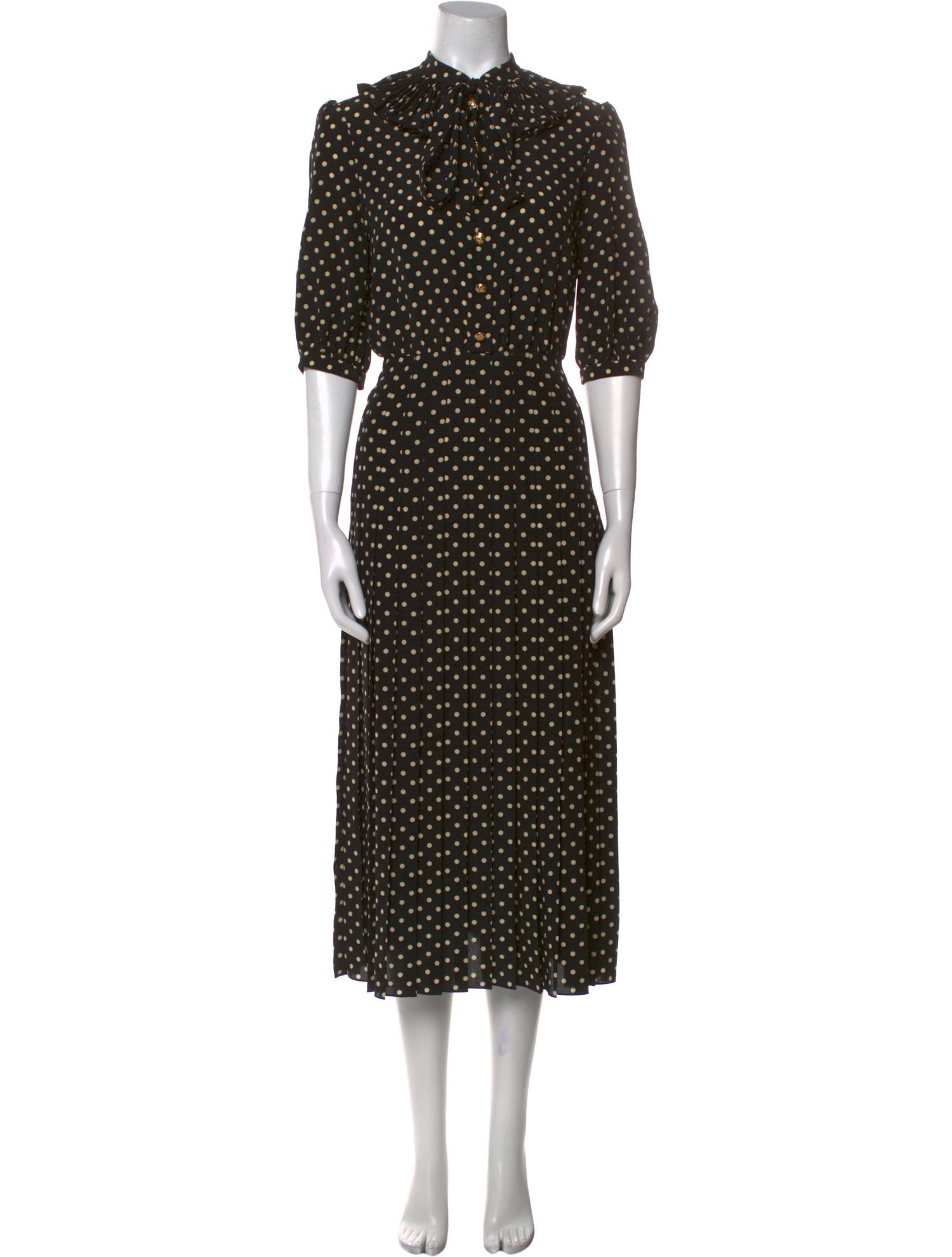Celine Polka Dot Print Quarter Sleeve Long Dress
