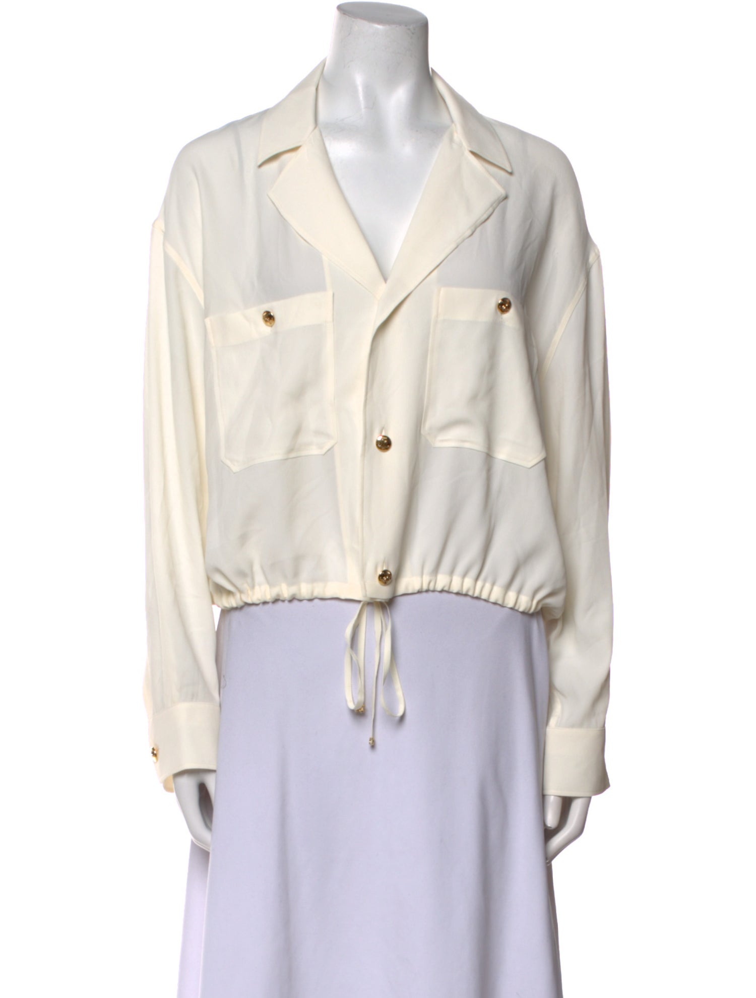 Celine Long Sleeve Silk Button-Up Top