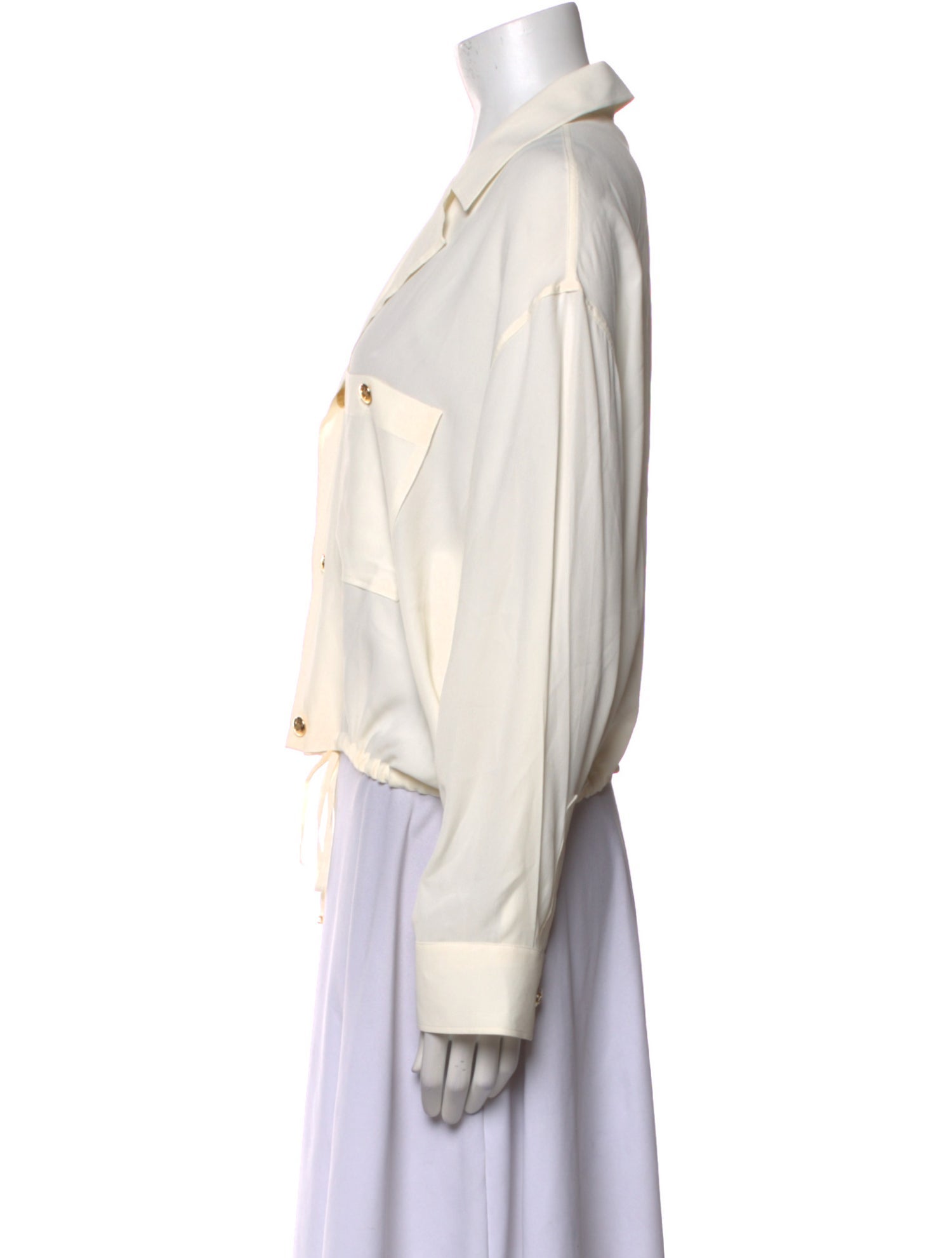 Celine Long Sleeve Silk Button-Up Top