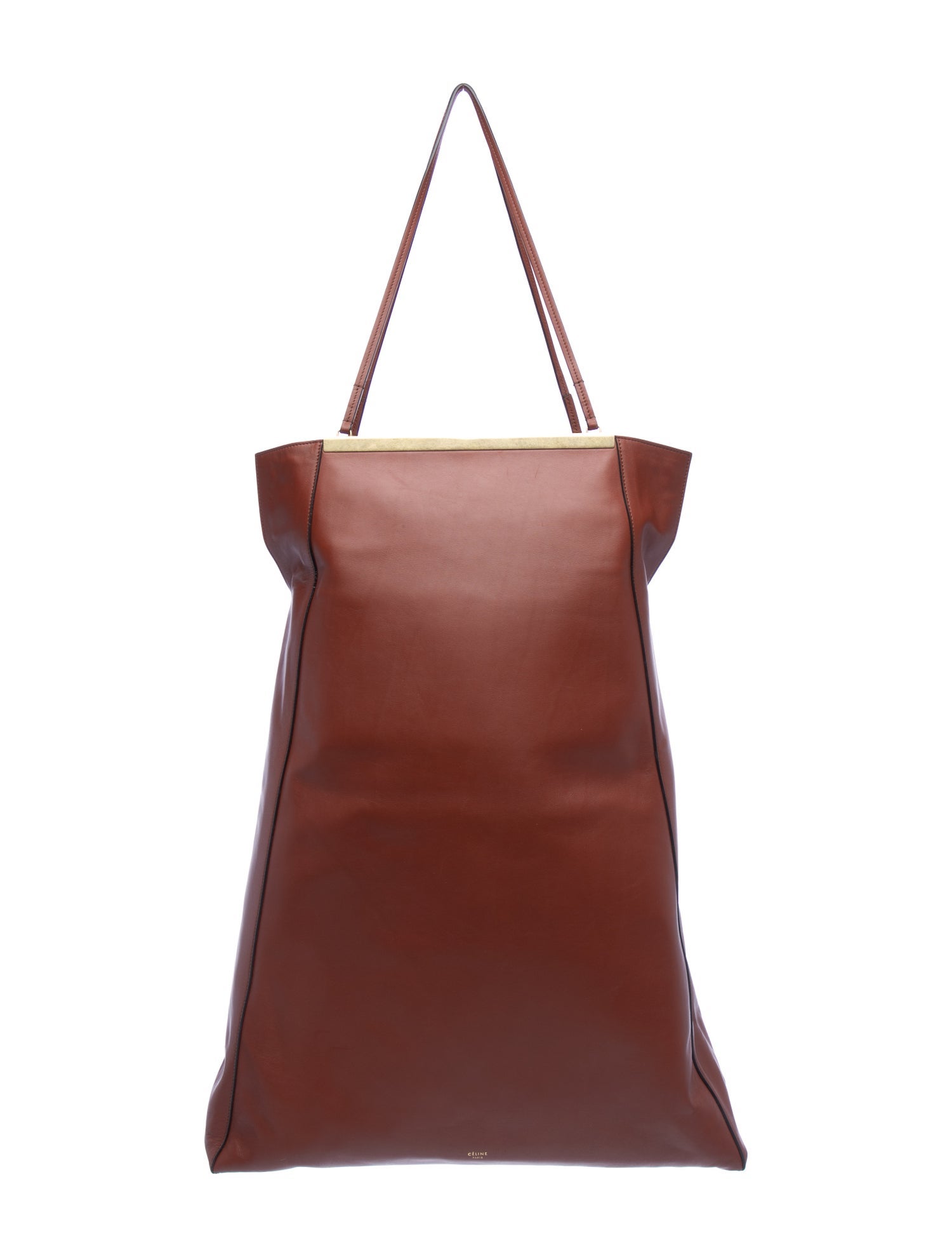 Celine Leather Clasp Cabas Tall