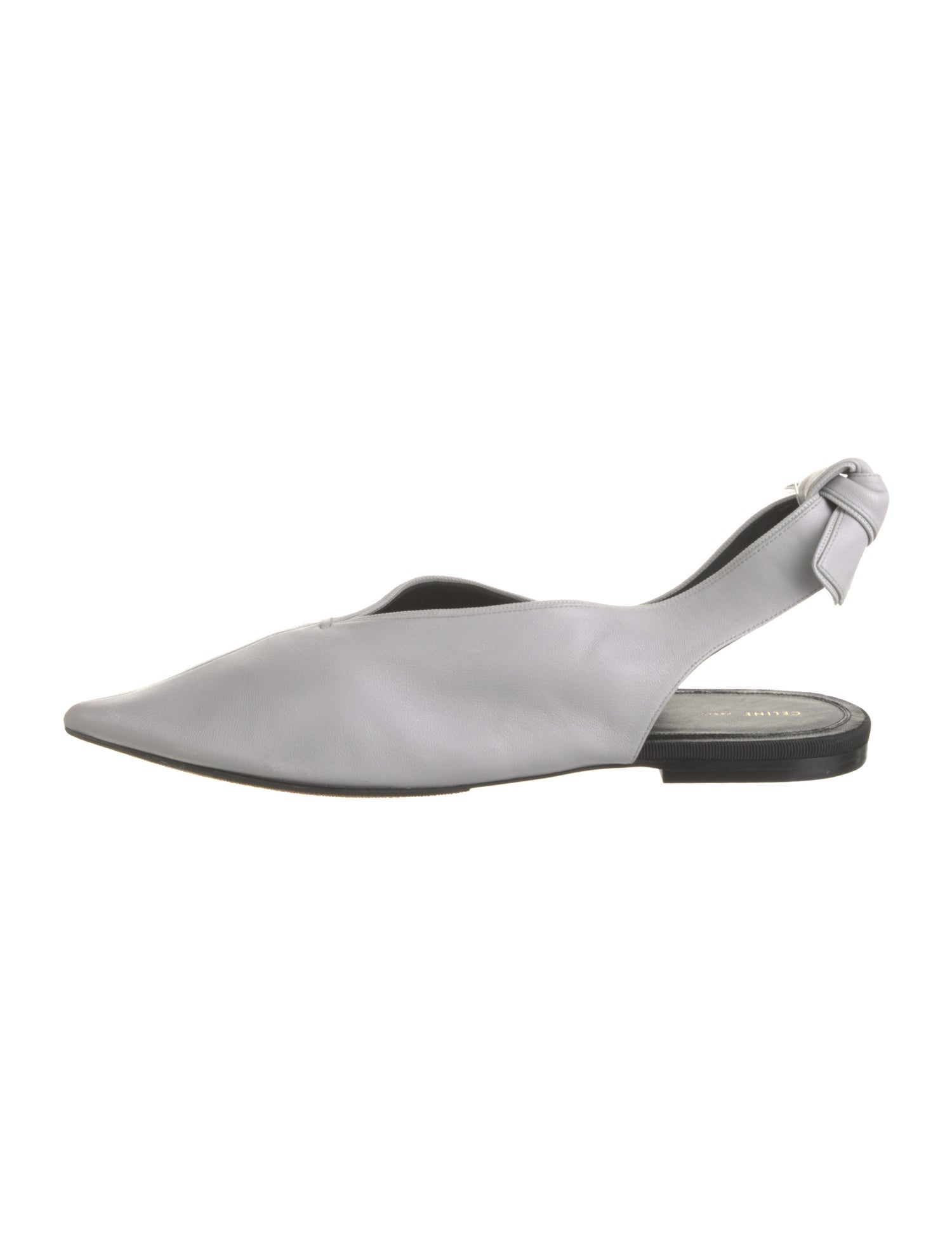 Celine Leather Grosgrain Trim Slingback Flats