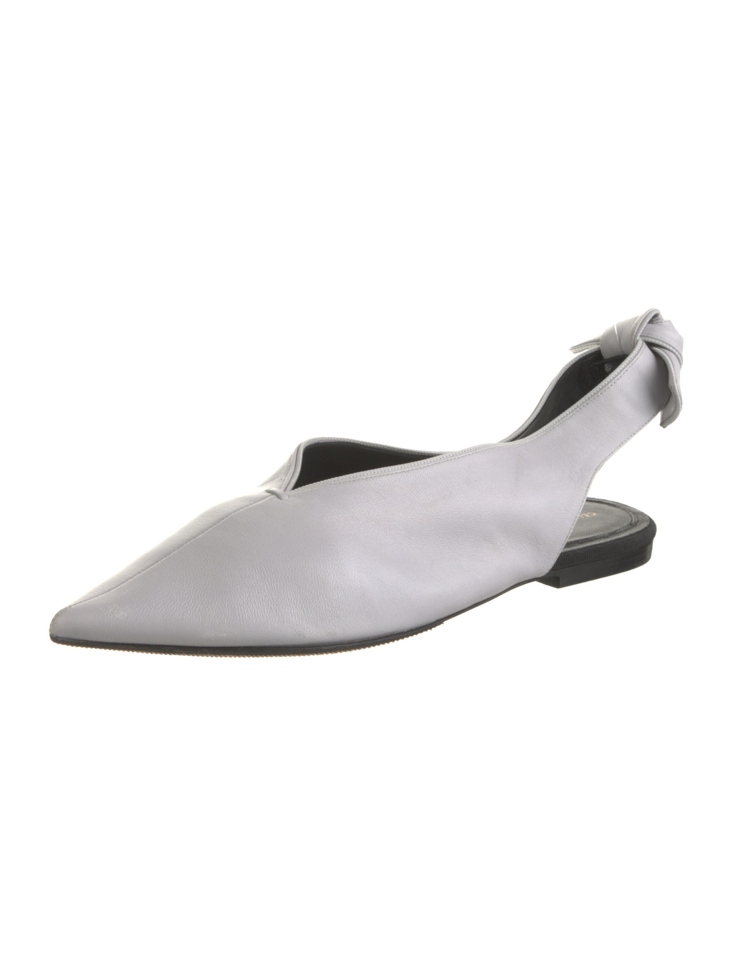 Celine Leather Grosgrain Trim Slingback Flats