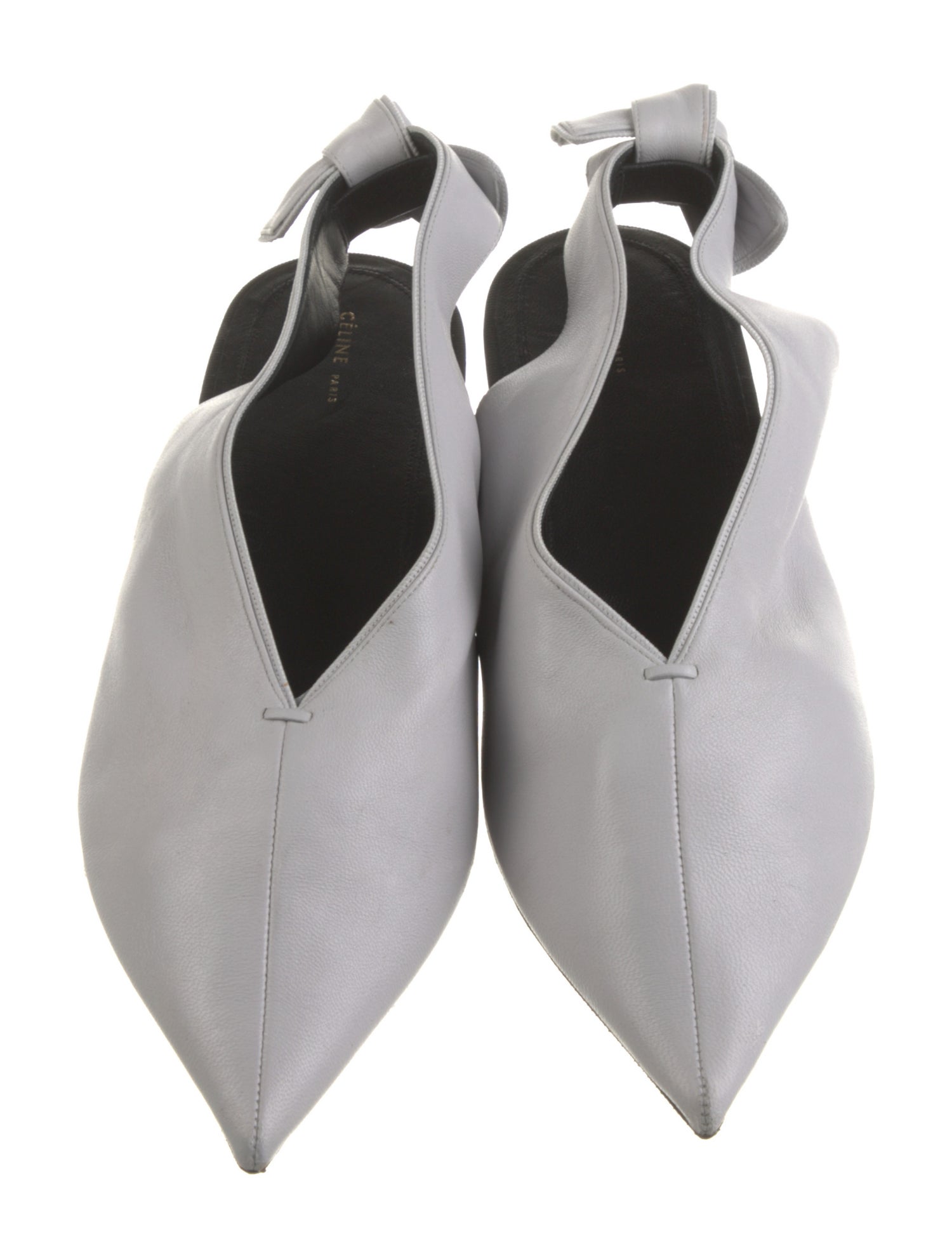 Celine Leather Grosgrain Trim Slingback Flats