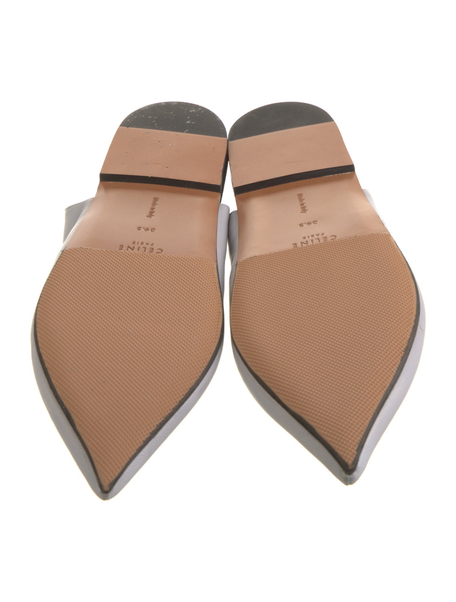 Celine Leather Grosgrain Trim Slingback Flats