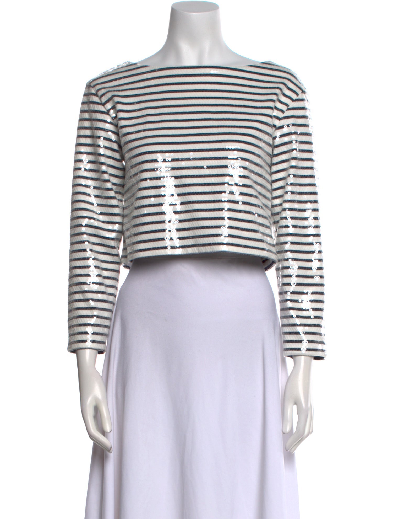 Celine Striped Scoop Neck Crop Top