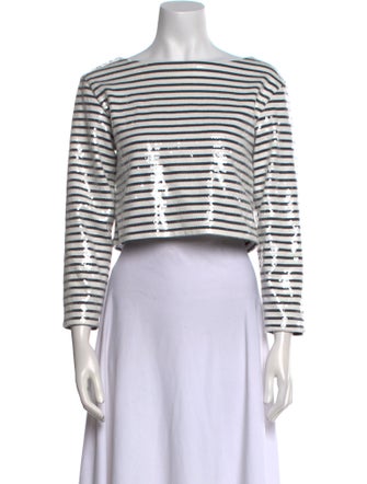 Celine Striped Scoop Neck Crop Top