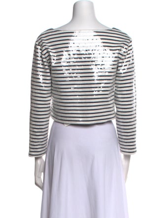 Celine Striped Scoop Neck Crop Top