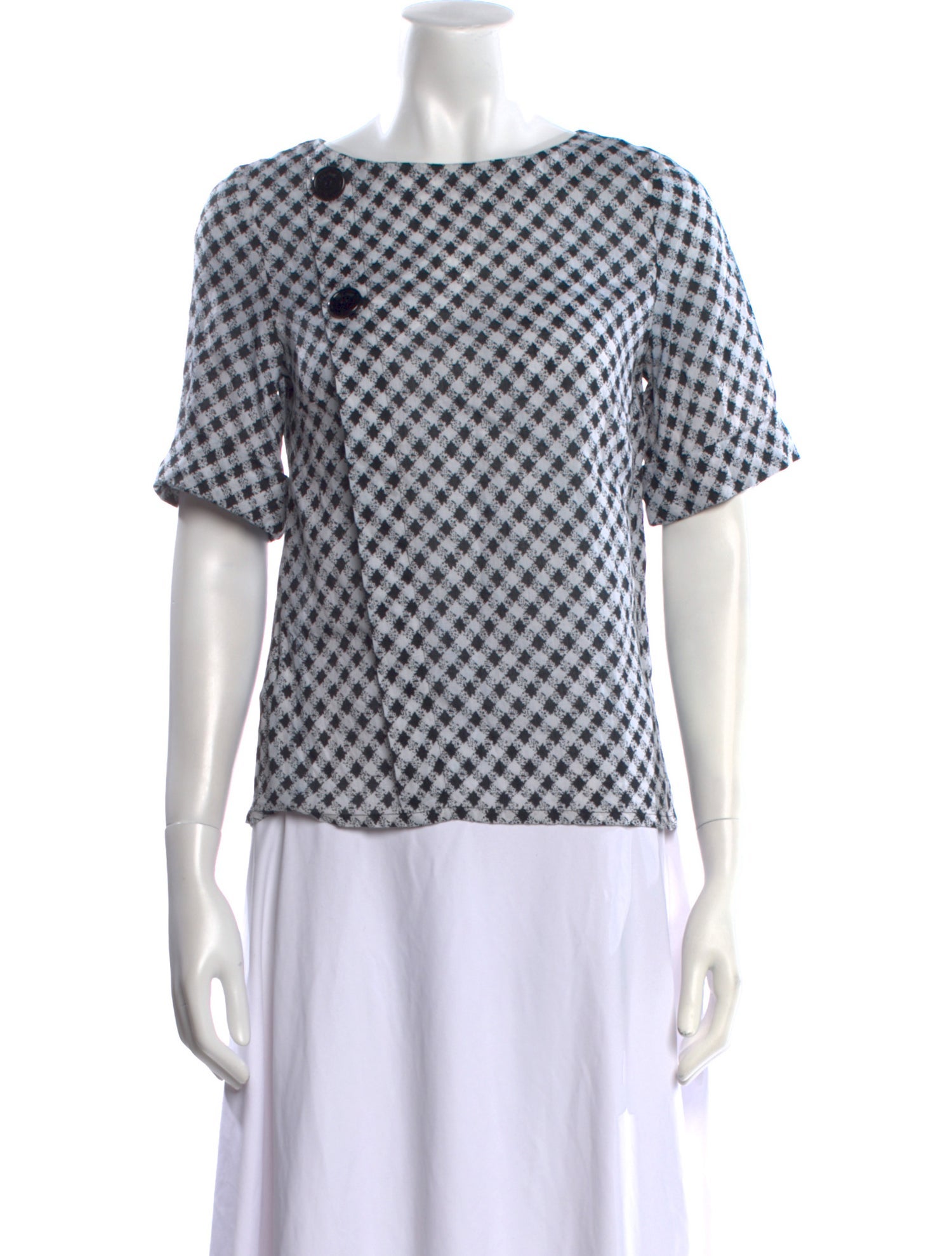 Celine Late 2000's - Early 2010's Plaid Print Top