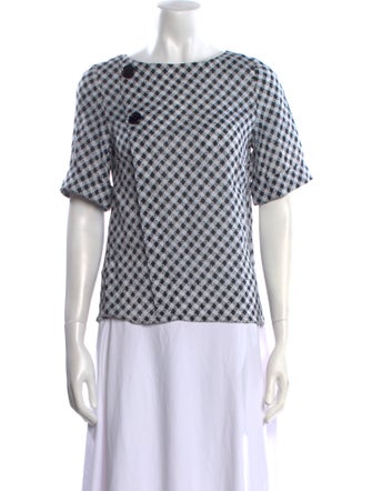 Celine Late 2000's - Early 2010's Plaid Print Top