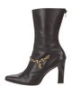 Celine Leather Chain-Link Accents Boots