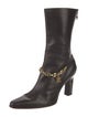 Celine Leather Chain-Link Accents Boots