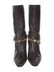 Celine Leather Chain-Link Accents Boots