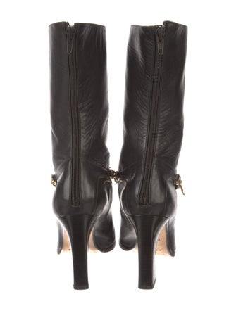 Celine Leather Chain-Link Accents Boots