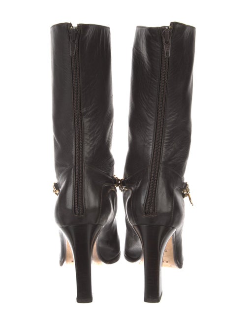 Celine Leather Chain-Link Accents Boots