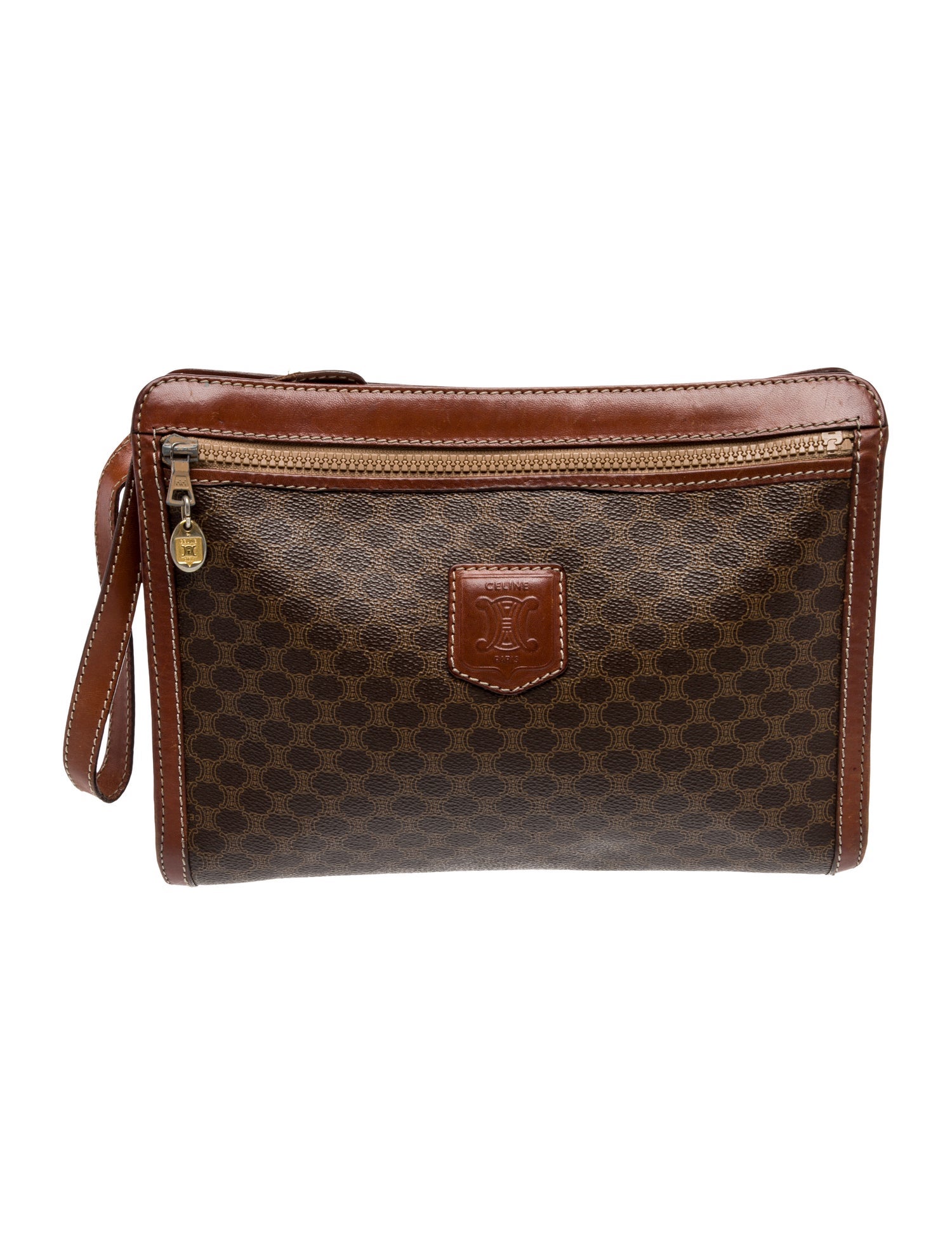 Celine Vintage Coated Canvas Cosmetic Bag