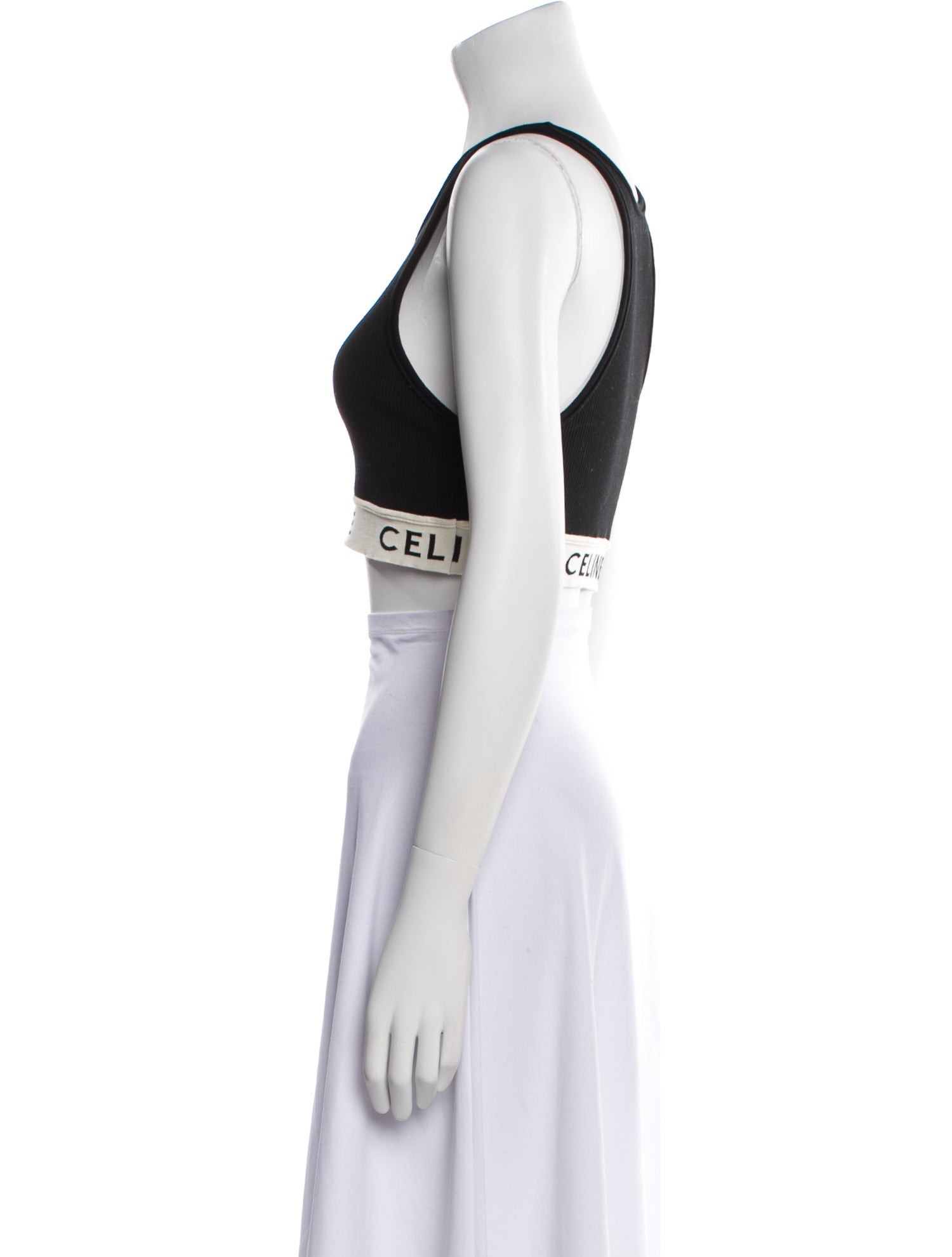 Celine Graphic Print Scoop Neck Crop Top w/ Tags